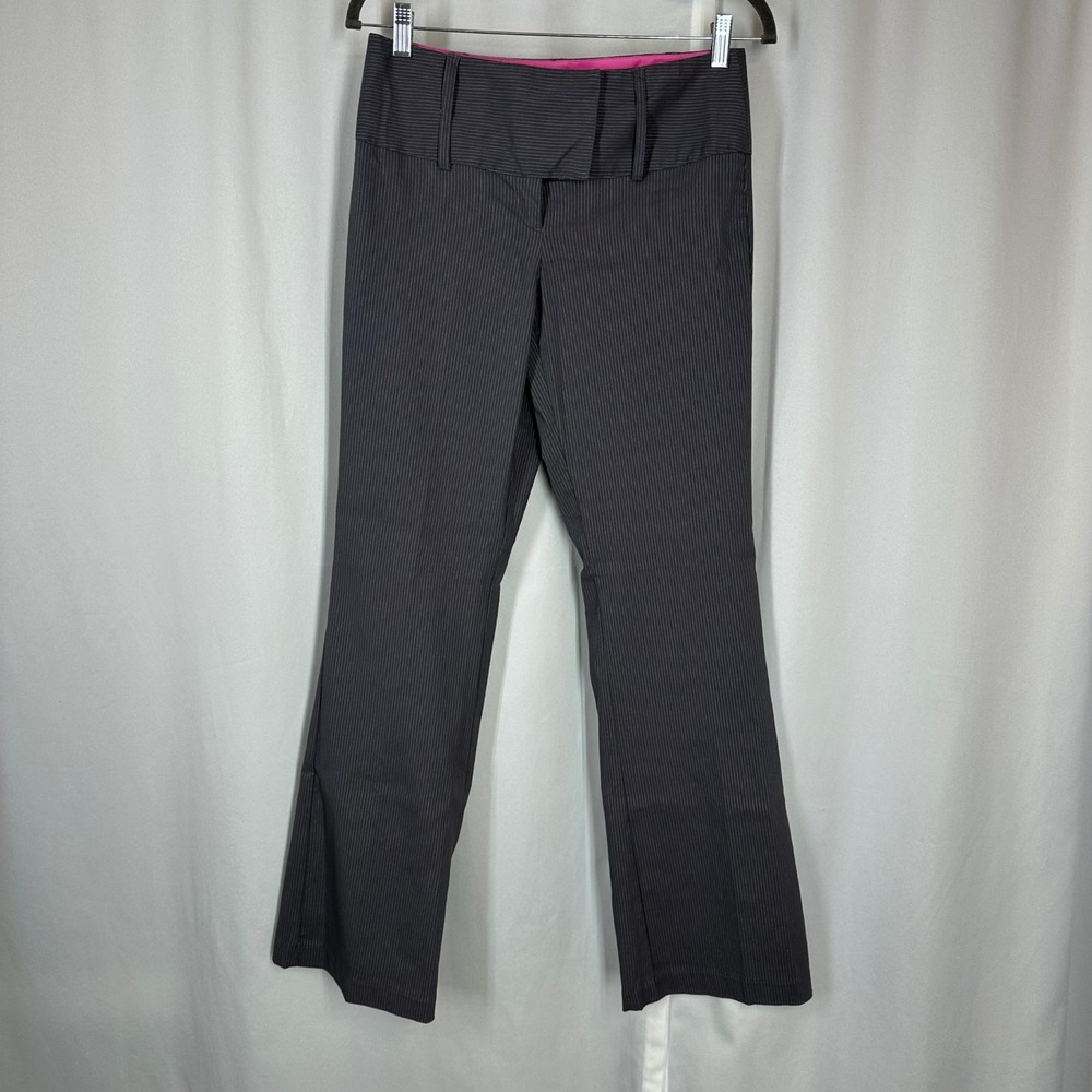 Traci Evans Limited Pinstripe Pants Size 7 Gray Flare Trouser‎ Y2K 90s